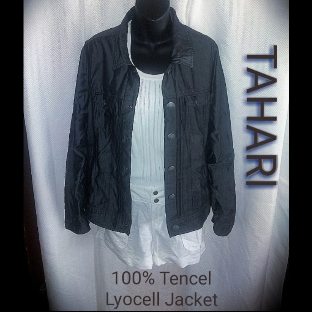 TAHARI BLACK TENCEL DENIM JACKET